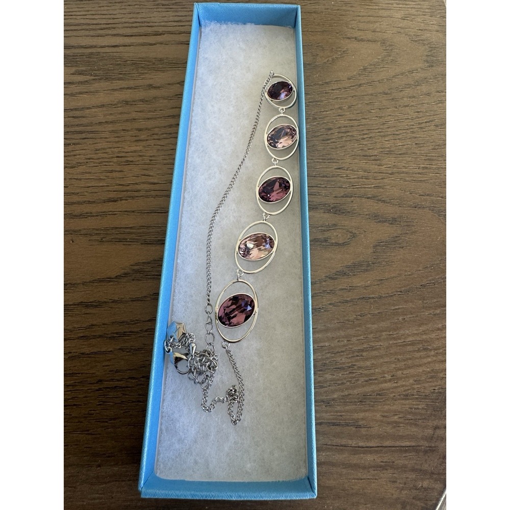 Touchstone Crystal In Rotation Necklace 15-18" Rhodium Plated NEW - Picture 5 of 7